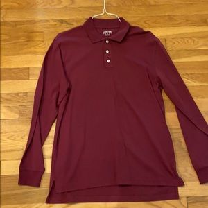Land’s End - long sleeve polo. Maroon color.